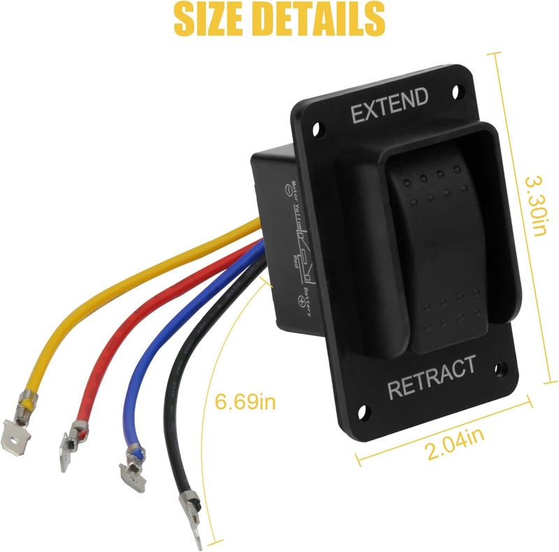 FBULWSEC 387874 RV Electric Stabilizer Jack Switch with Harness Replacement Compatible with Lippert High Speed Jacks，IP66-rated Waterproof -（2Pack） - Image 2